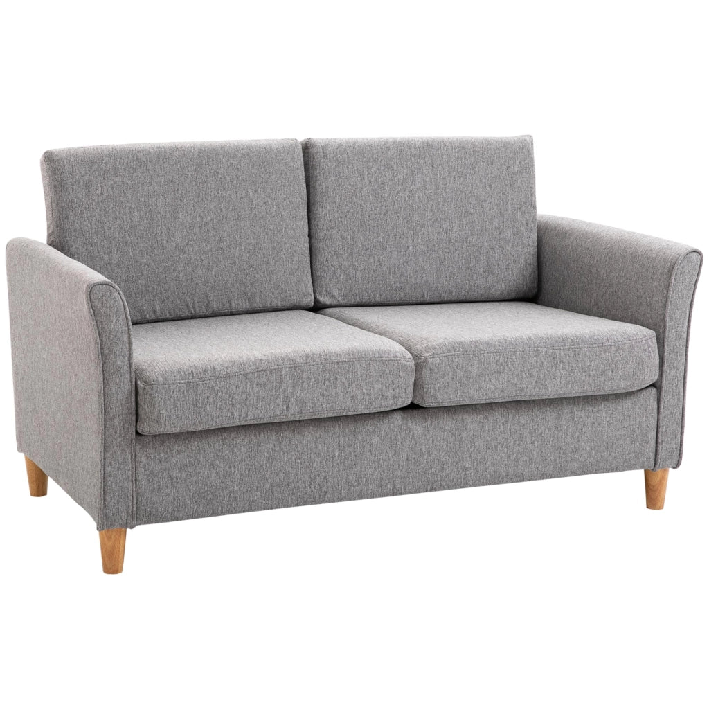 Divano a due posti, comodo divano con cuscini in lino sfoderabili color grigio chiaro, 141x65x78 cm, ideale per il soggiorno.
