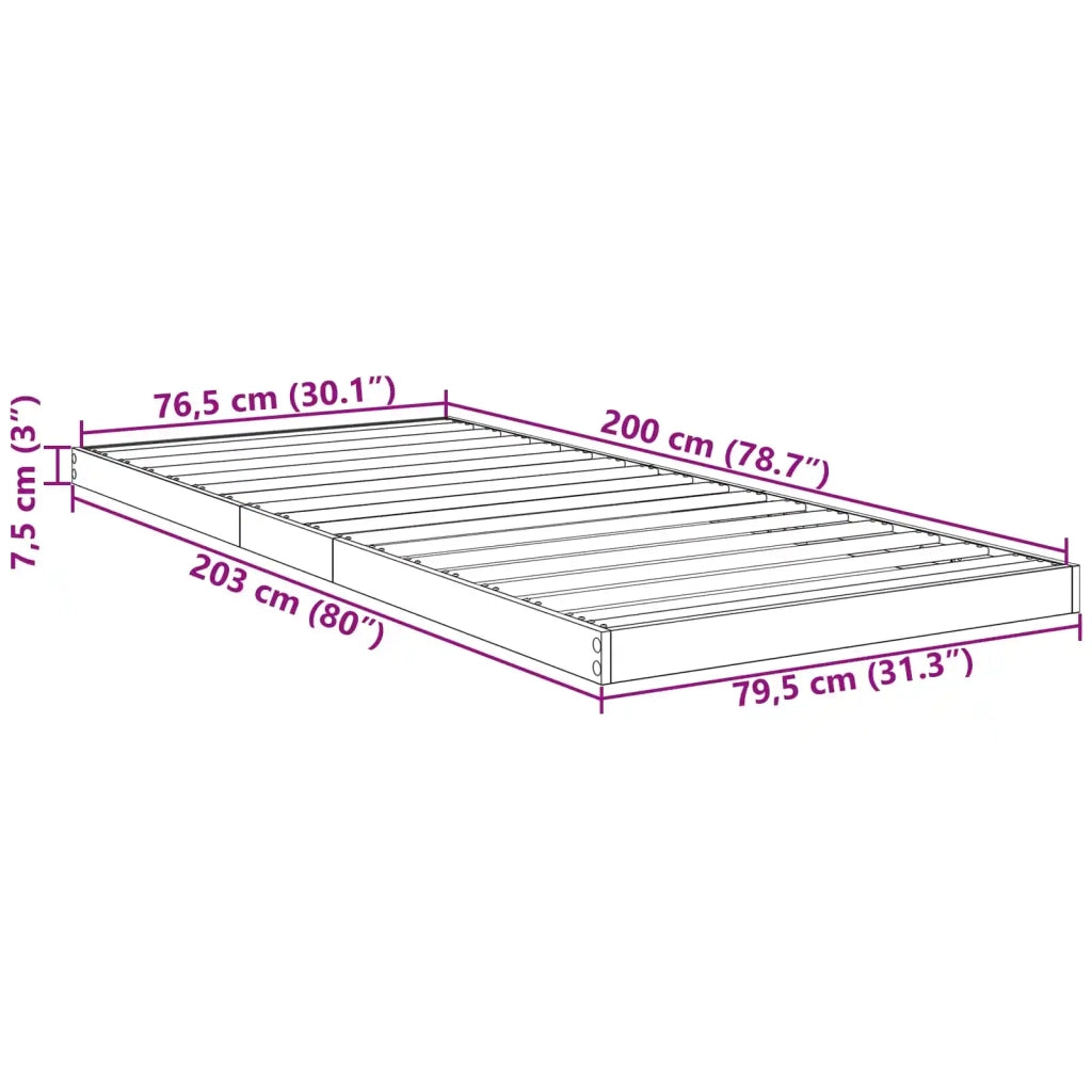 Struttura letto a terra Legno vecchio 80 x 200 cm 893538