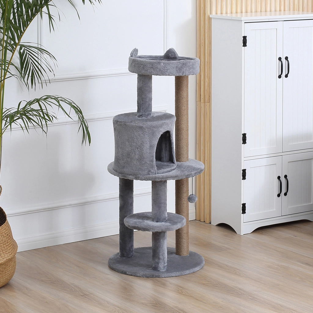 Albero per gatti con piattaforme e tiragraffi ¨C Minimal ¨C Grigio ?48x104 cm