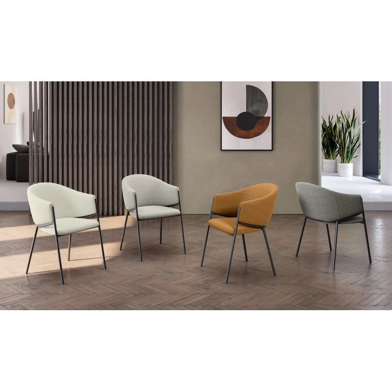 Sedia rivestita in tessuto easy-clean Gambe in metallo verniciato Medea 53cm X 60cm H 78cm Stones