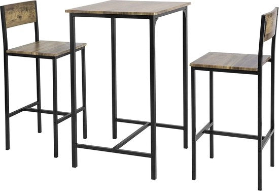 Bartafel a 3 posti - 2 Sedili - 60 x 60 x 97 cm - MDF - Color Caffè