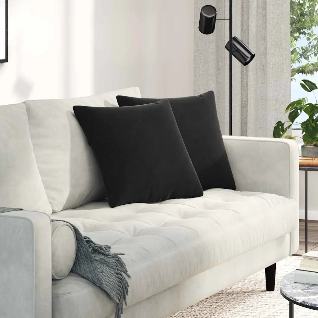 Cuscini da Divano 2 pcs Nero 45 x 45 cm Tessuto in Cords 42013934