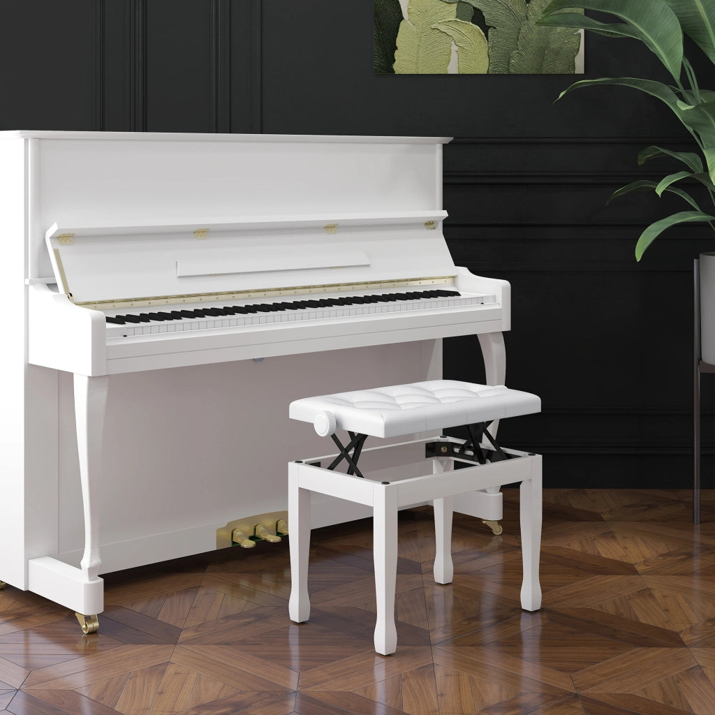 Sgabello da Pianoforte Regolabile ¨C Zephmum ¨C Bianco 64x35x45-55 cm