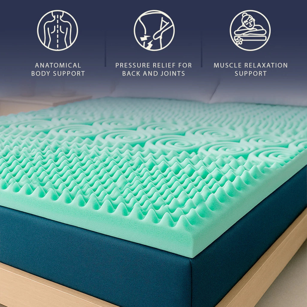 Topper 160x190 in Memory Foam Breeze a 9 Zone | Altezza 5 cm | Tessuto Polar Anallergico e Rinfrescante | Made in Italy