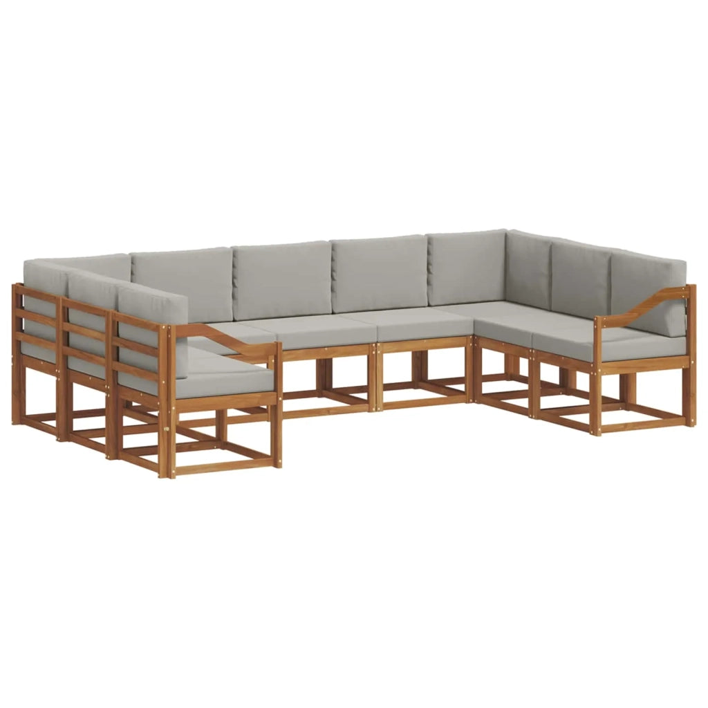 Set di divani da esterno 9 pcs Grigio Naturale e Chiaro 3366999