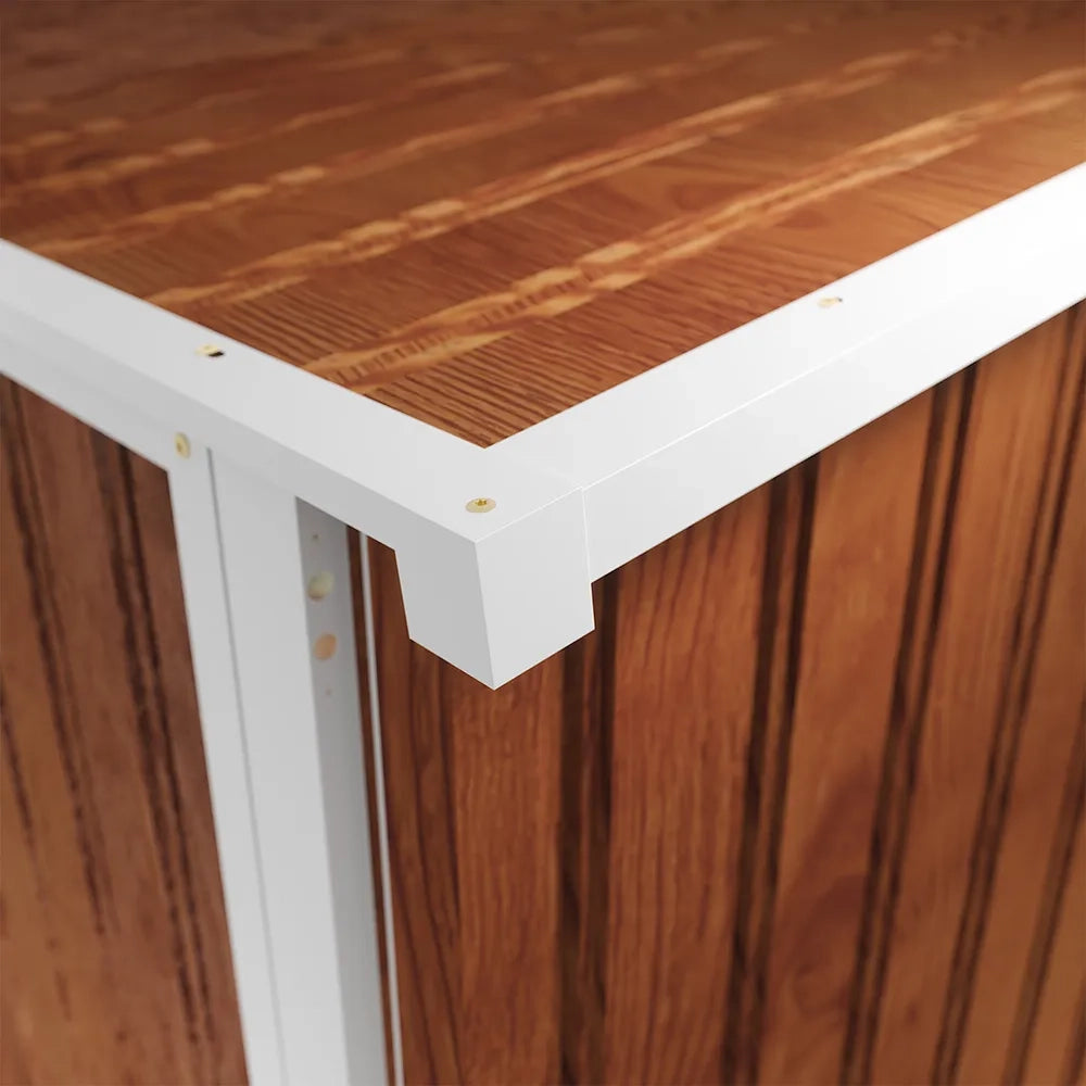 Casetta da giardino in acciaio zincato effetto legno 3,21x2,77xh2,17 m - 131kg - 8,9 metri quadri