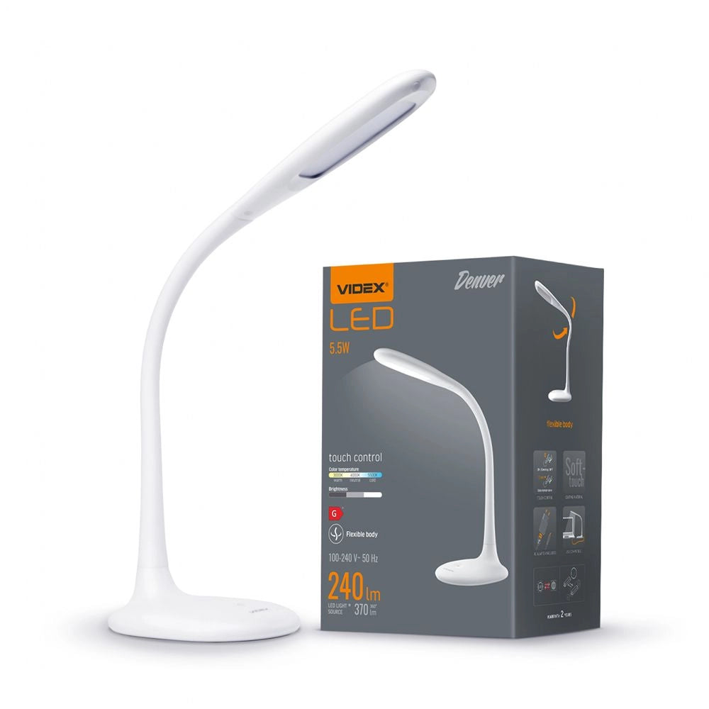 Lampada da scrivania LED 5,5W dimmer CCT bianca Videx