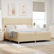 Letto a molle con strisce LED Crema 200 x 200 cm Tessuto 3343719