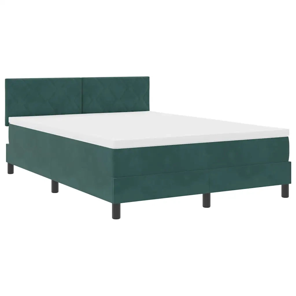 Letto a molle con testiera Verde Scuro 140 x 200 cm Velluto 3339245