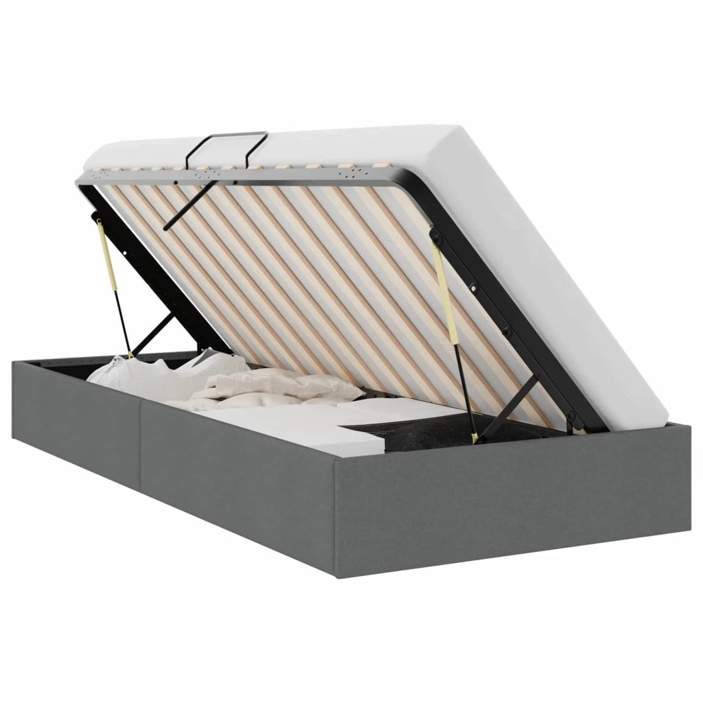 Letto con Contenitore Grigio Scuro 100 x 190 cm Tessuto 3370053