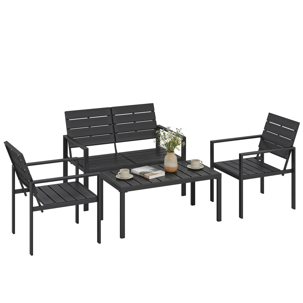 Set giardino 4 posti con divano 2 posti 2 poltrone tavolino ¨C Xylo ¨C nero