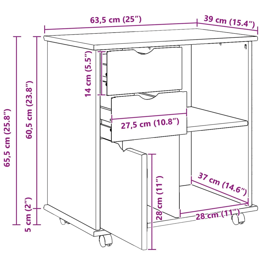 Mobile con Ruote con ruota Marrone 63,5 x 39 x 65,5 cm 42032398