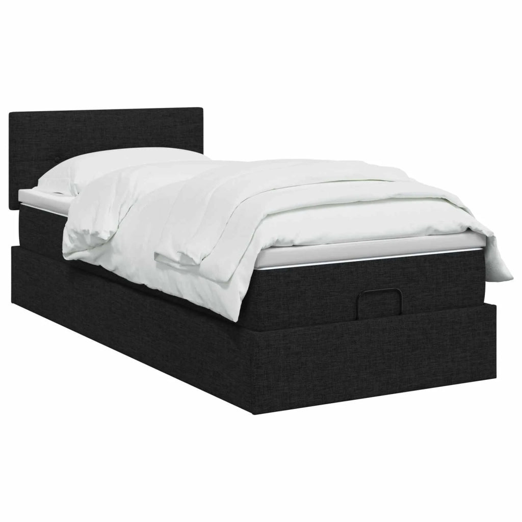 Letto Ottomano con Materasso e LED Nero 80 x 200 cm Tessuto 3456865