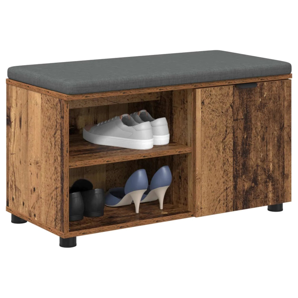 Panca per ingresso con cuscino Legno vecchio 80 x 38 x 46 cm 891510