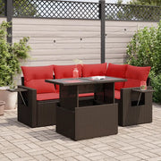 Set Divano Giardino 5 pz con Cuscini Marrone Polyrattan Acacia 3326475
