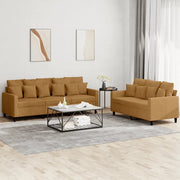 Set di Divani 2 pz con Cuscini Marrone in Velluto