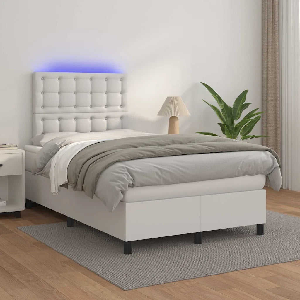 Giroletto Molle con Materasso e LED Bianco 120x190cm Similpelle 3270294