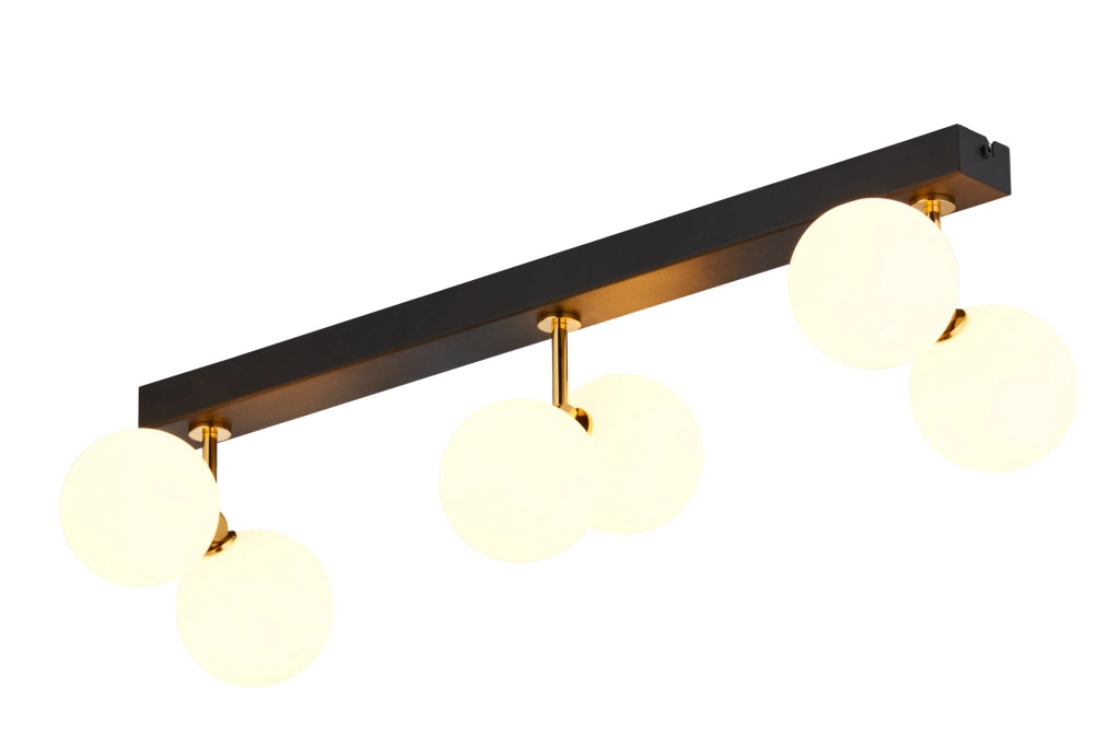 Plafoniera moderna barra nero-oro 6xG9 LUNA Jupiter