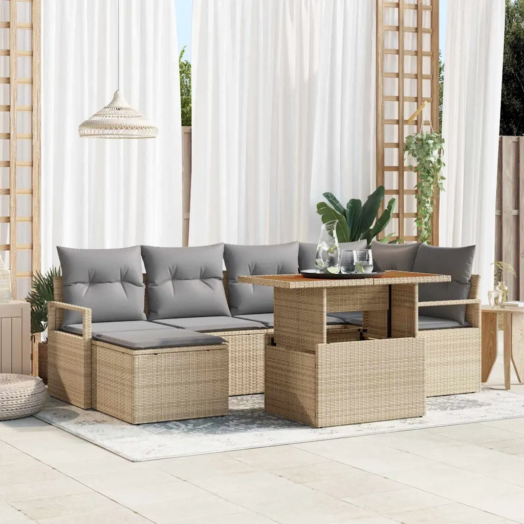 Set da Pranzo per Giardino con cuscino 7 pcs Beige e grigio 3349734