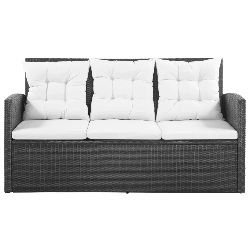 Set Divani da Giardino 5 pz con Cuscini in Polyrattan Nero 43972