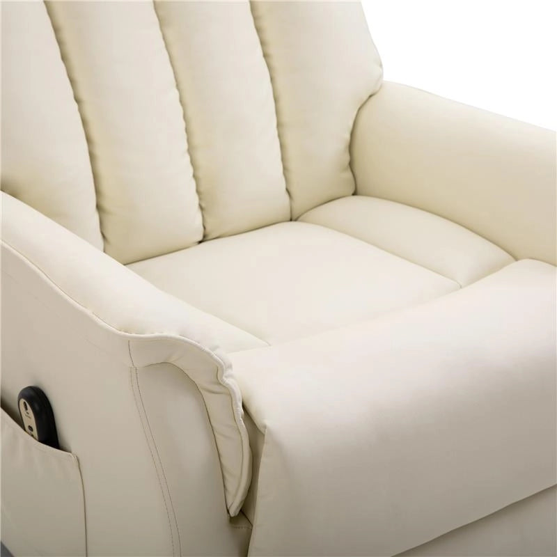 POLTRONA RELAX RECLINABILE CON TELECOMANDO E POGGIAPIEDI COLORE CREMA