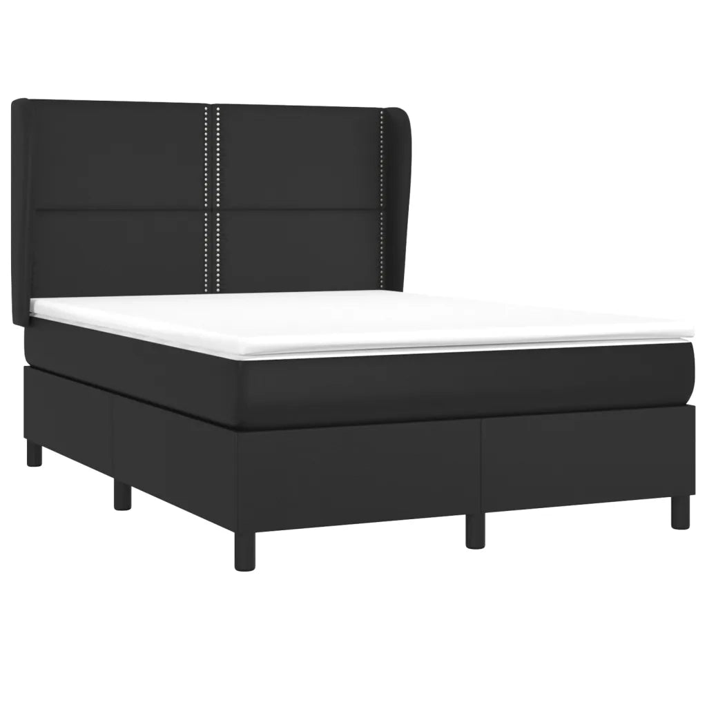 Giroletto a Molle con Materasso Nero 140x200 cm in Similpelle