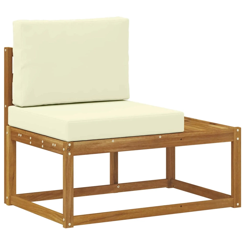 Set di divani da esterno-Sofa da giardino con cuscino 5 Pezzo Naturale e Crema