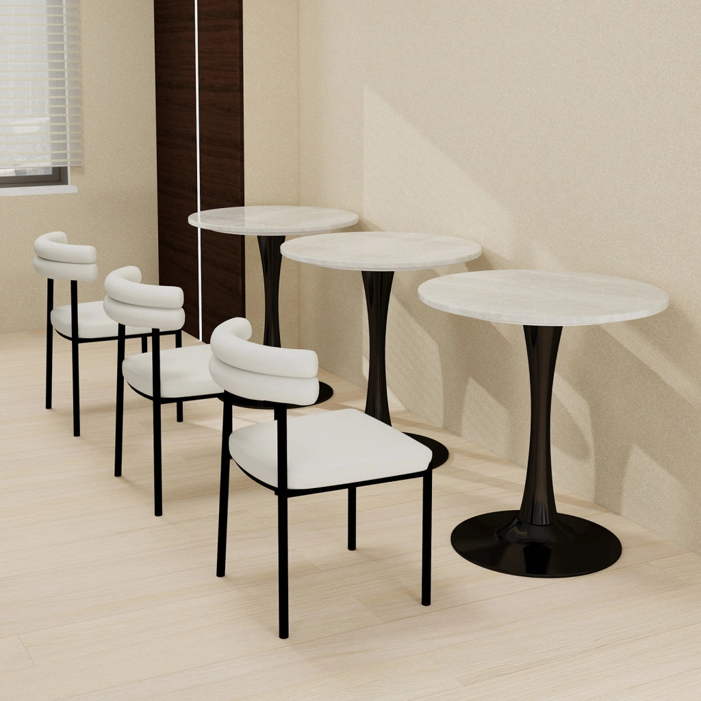 Tavolino da Caff¨¨ Rotondo ¨C MINIMAL ¨C Marmo Bianco Nero, 70 cm