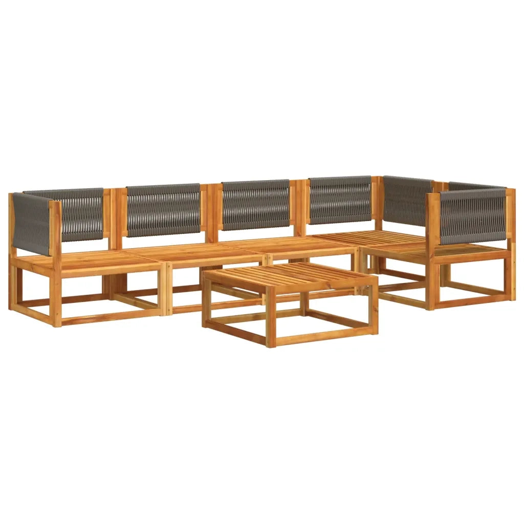 Set di divani da giardino 6 pezzi con cuscini in legno di acacia e corda 3278829