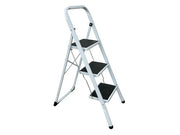 Sgabello Scala Scaletto in Metallo Tappetini Antiscivolo Stefy 3 Gradini