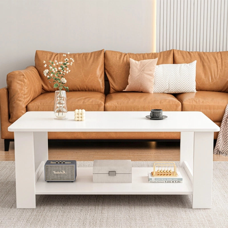 Tavolino bianco moderno con ripiano, salotto, loft, grande 100 cm