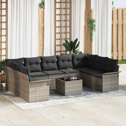 Set Divano da Giardino con cuscino 10 pcs Grigio polyrattan 3345529