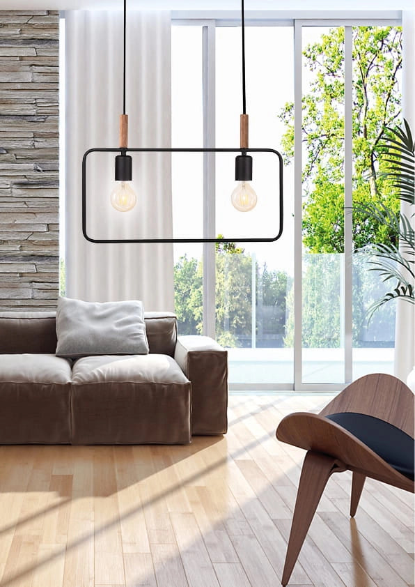 Lampada a sospensione Candellux Frame nera 2xE27 110cm