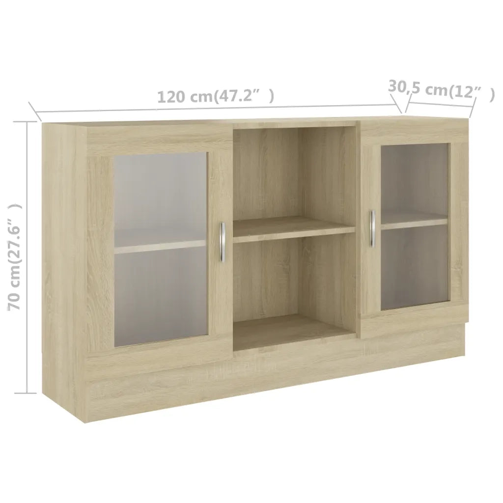 Armadietto Vetrina Rovere Sonoma 120x30,5x70 cm Multistrato 802789