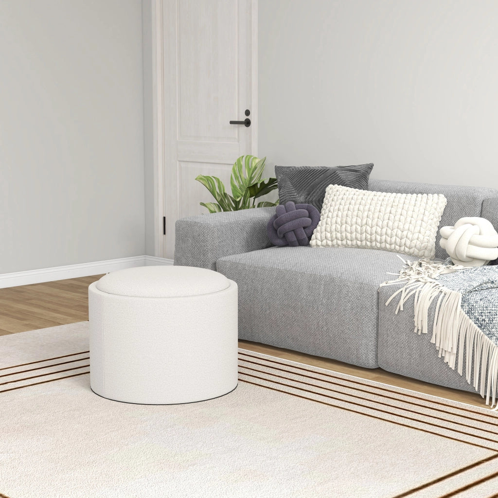 Pouf con contenitore ¨C Minimal ¨C 56x56x42 cm, crema, lino