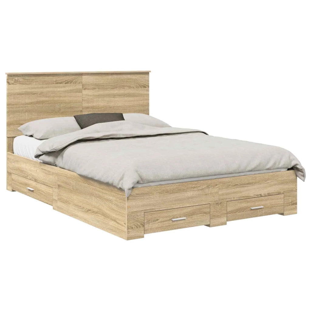 Struttura del letto con testiera-Giroletto con Testiera Rovere Sonoma 135 x 190 cm 821296