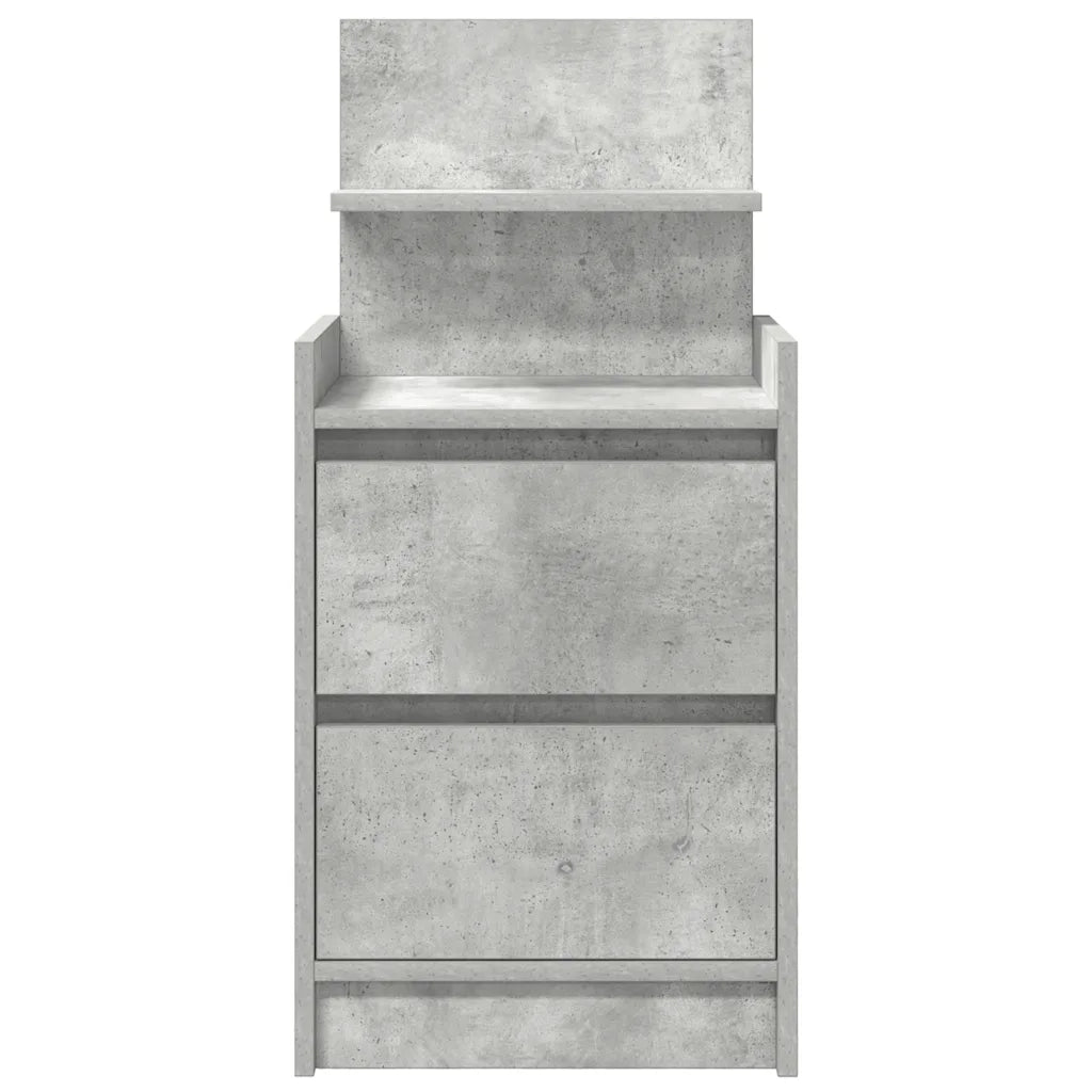 Comodino con 2 Cassetti Grigio Cemento 38x34x80 cm 861361