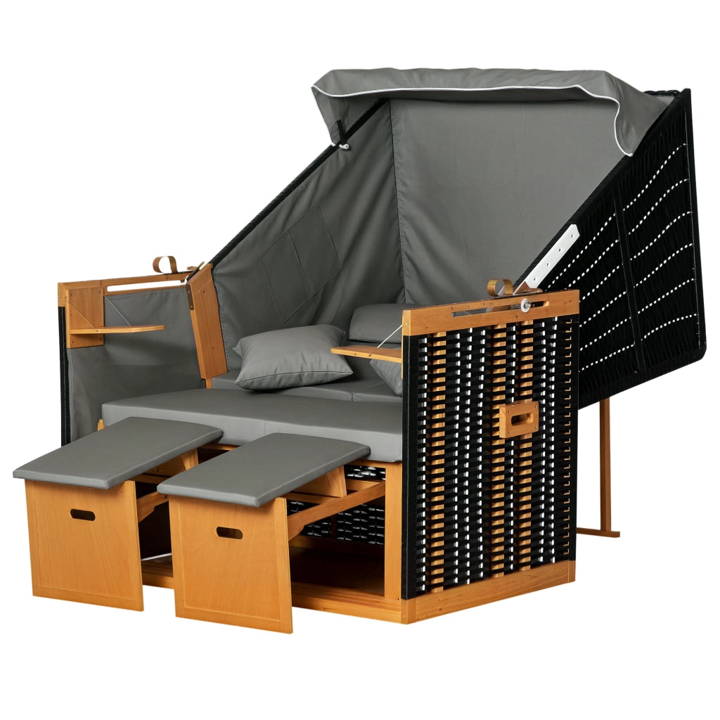 Poltrona da giardino per 2 persone con cuscini ¨C zephmum ¨C polyrattan grigio chiaro 120x80x90 cm