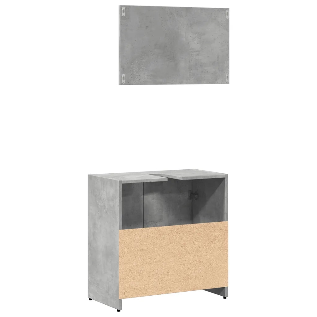 Mobile da Bagno | Armadio da bagno con Specchio Grigio Cemento Legno Multistrato