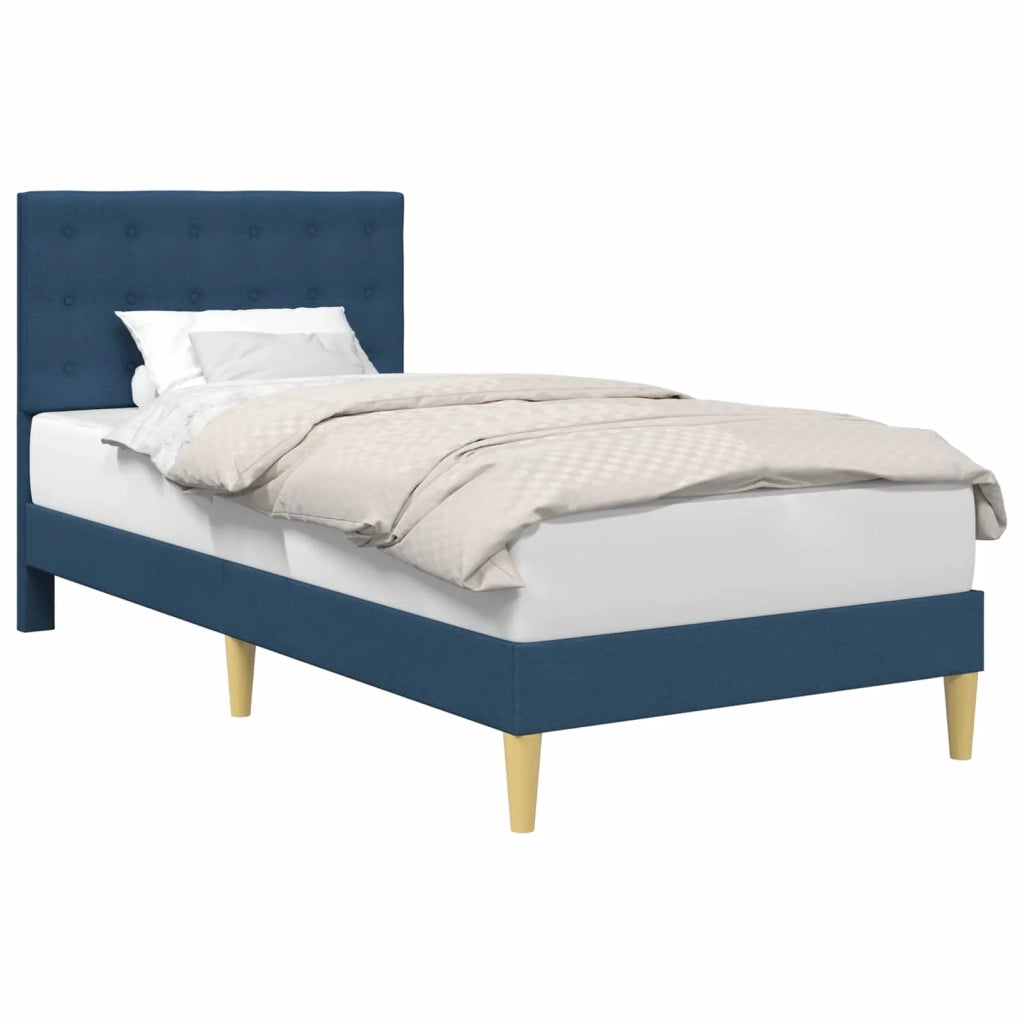 Letto singolo | Letto per adulti | Struttura del letto con testiera Blu 100 x 200 cm Tessuto