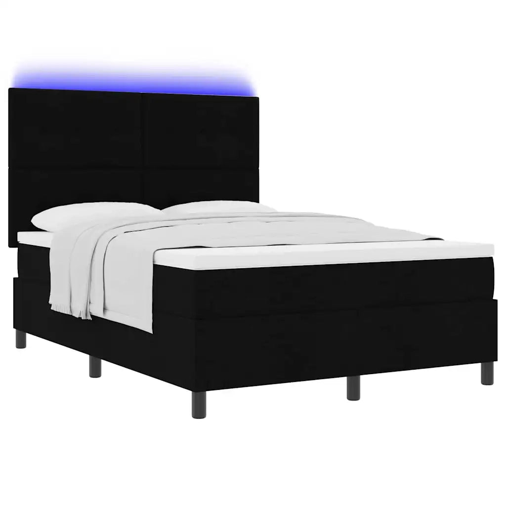 Letto a molle con materasso con led Nero 160 x 200 cm Tessuto 3342881