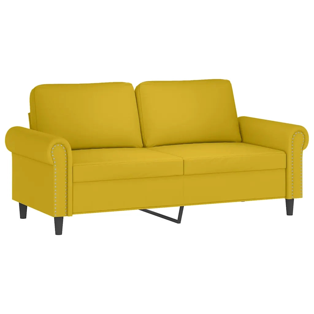 Divano a 2 Posti con Cuscini Giallo 140 cm in Velluto 3200951