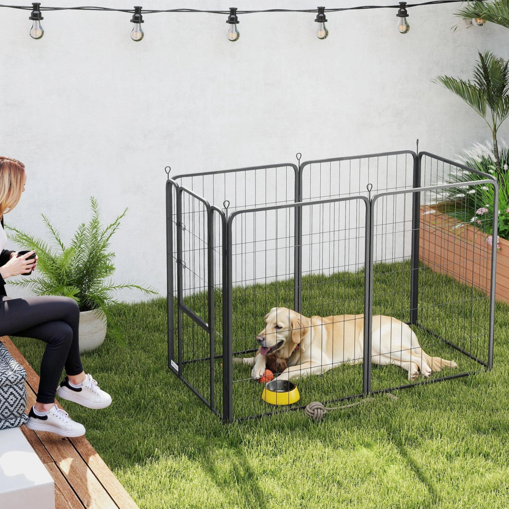Recinto per Cani 6 Pannelli ¨C Zephmum ¨C Grigio 100x100x100 cm