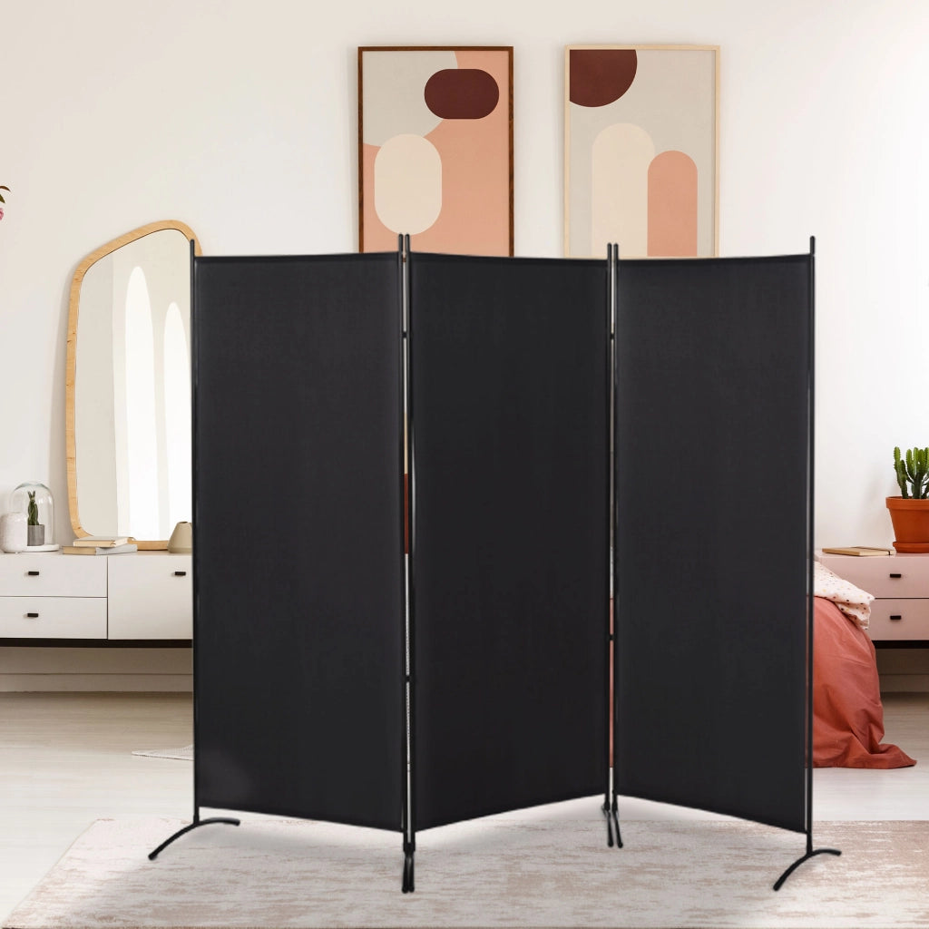 Paravento 3 Ante Pieghevole ¨C Minimal ¨C Nero Metallo 182x253 cm
