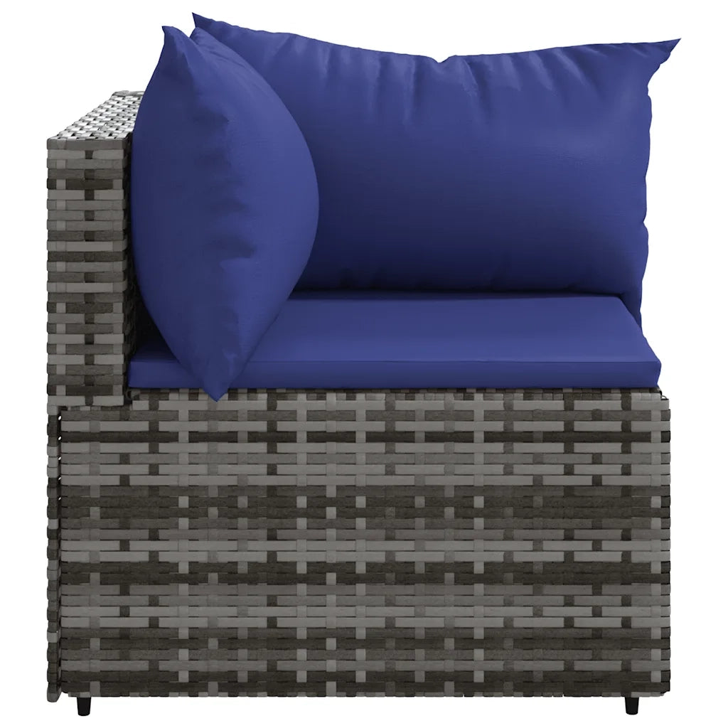 Divano Angolare da Giardino con Cuscini in Polyrattan Grigio 319841