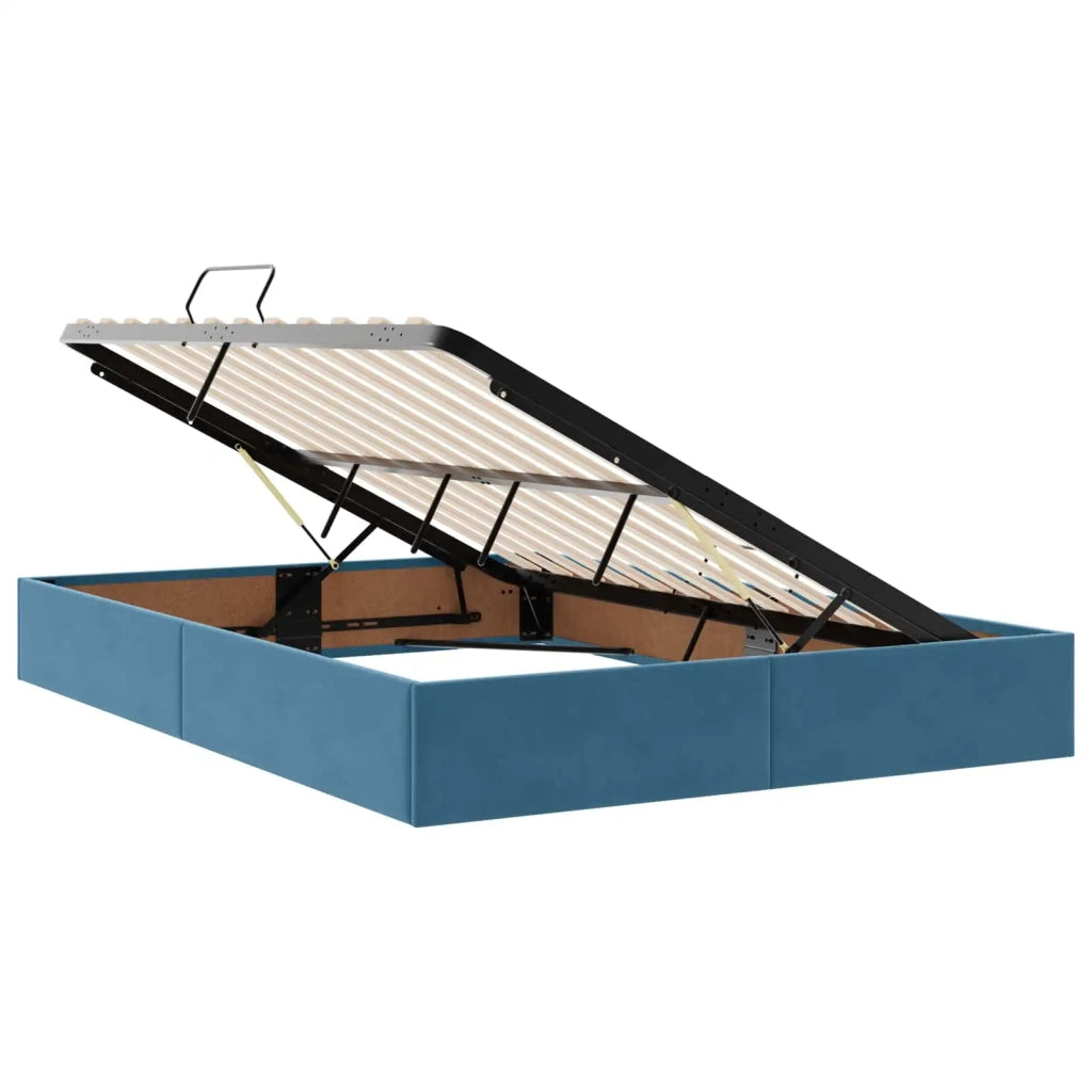 Letto ottomano con archiviazione Blu Scuro 140 x 200 cm Velluto 3442890