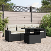 Set Divani da Giardino 5 pz con Cuscini in Polyrattan Nero