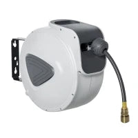 DURHAND Avvolgitubo Automatico 20m + 194cm con Attacco Φ1/4'', Montaggio a Parete e Ruotabile di 180°, Grigio