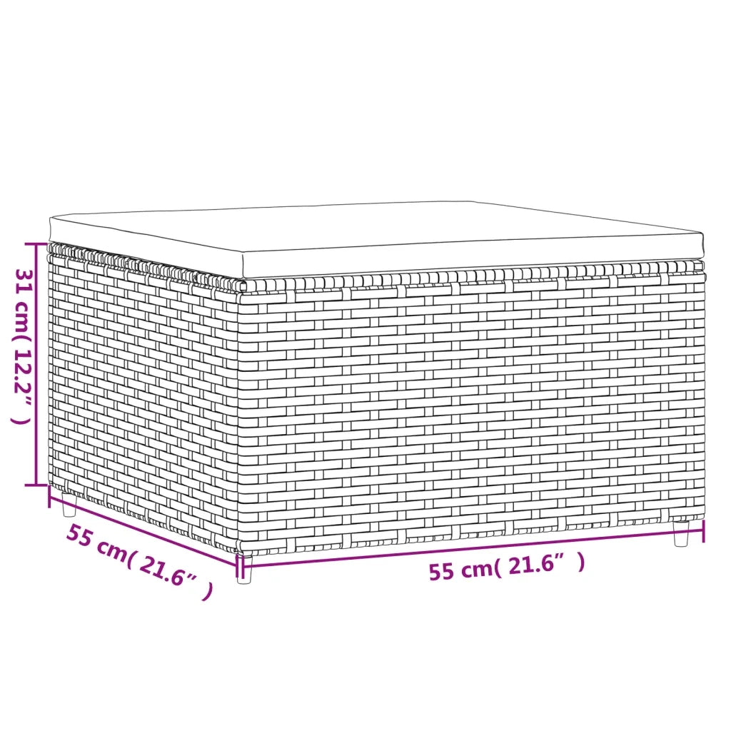 Poggiapiedi da Giardino con Cuscino in Polyrattan Marrone CFW3408164