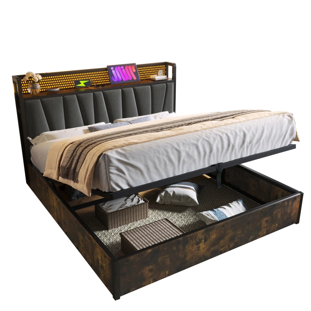 letto in lino grigio 180x200 cm